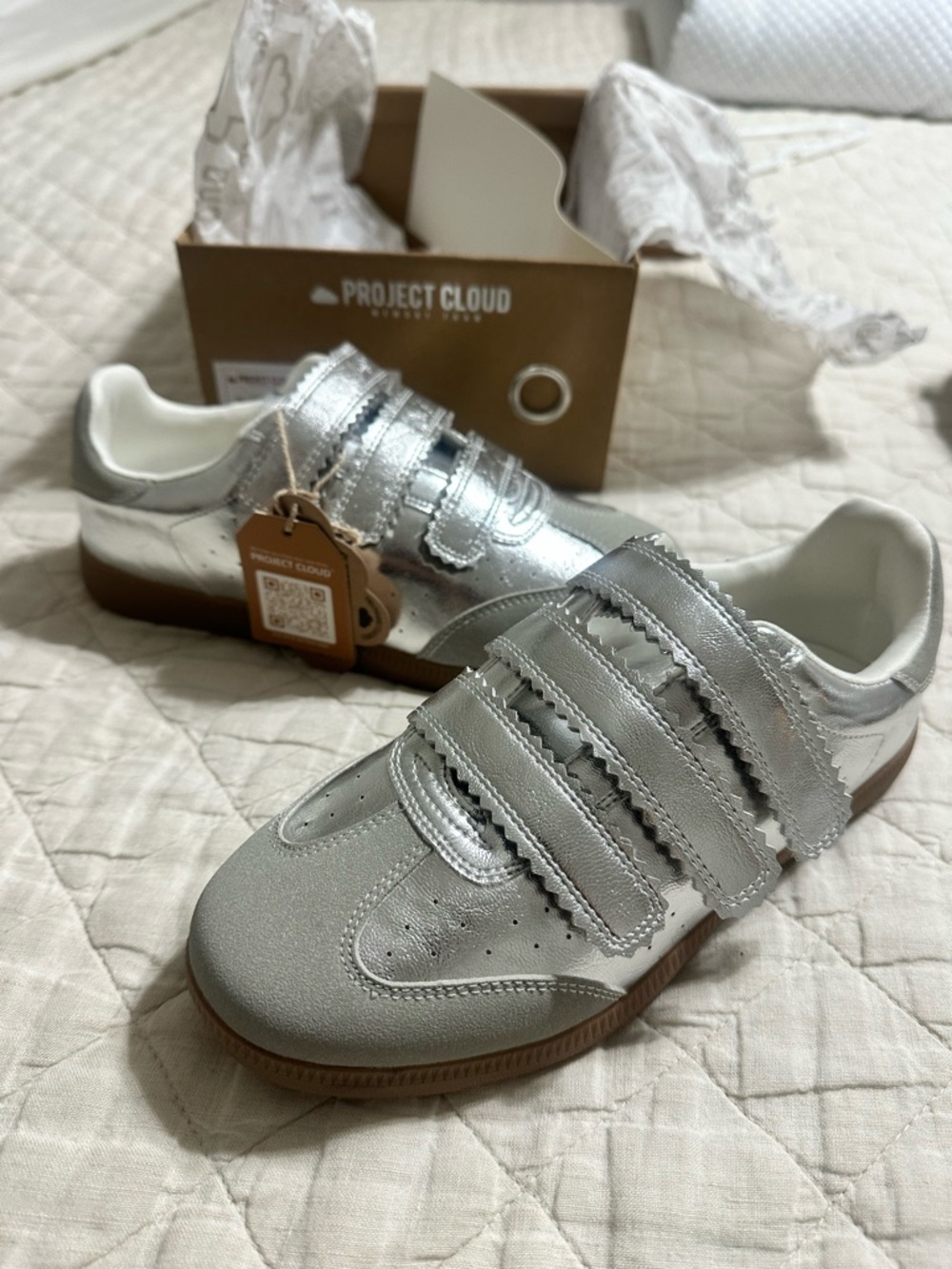 NIB Project Cloud Women’s Silver Triple-Strap Sneakers
